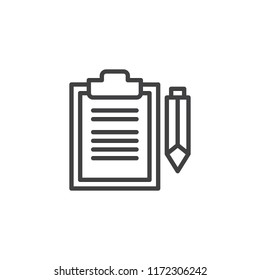 Planning Clipboard outline icon. linear style sign for mobile concept and web design. Business document simple line vector icon. Form symbol, logo illustration. Pixel perfect vector graphics