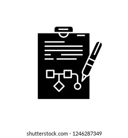 Planning concept black icon, vector sign on isolated background. Planning concept concept symbol, illustration 