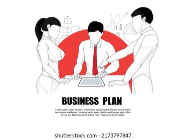 concepto de planificación. Planificación de grupos de personas de negocios a través de la mano