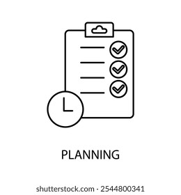 ícone da linha de conceito de planejamento. Ilustração de elemento simples. design de símbolo do outline do conceito de planejamento.