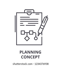 Planning concept line icon concept. Planning concept vector linear illustration, symbol, sign