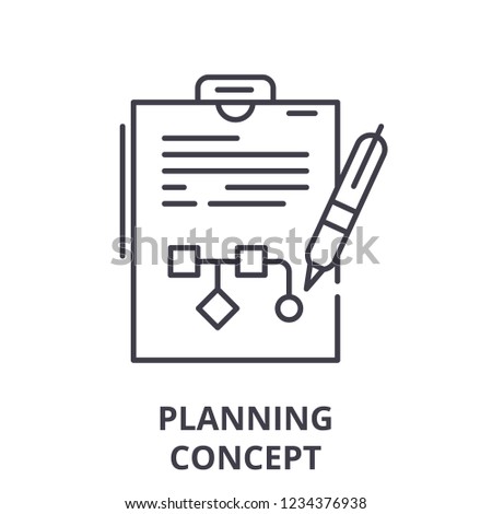 Planning concept line icon concept. Planning concept vector linear illustration, symbol, sign