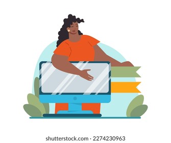 Planning concept. Setting a goal and following schedule. Idea of tasking and notting. Time optimization, daily routine organization. Appointment progress. Flat vector illustration
