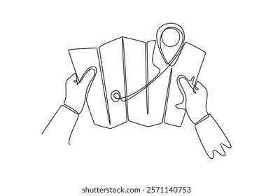 Planning concept. Single line draw design vector graphic illustration.