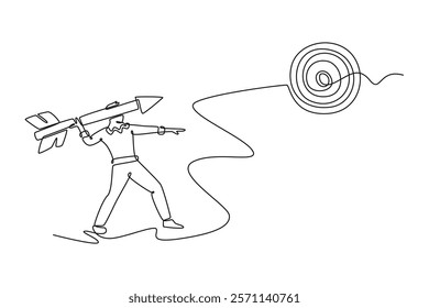 Planning concept. Single line draw design vector graphic illustration.