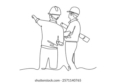 Planning concept. Single line draw design vector graphic illustration.