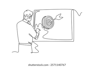Planning concept. Single line draw design vector graphic illustration.