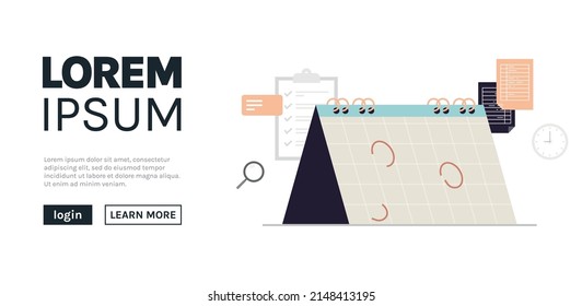 Planning day scheduling appointment agenda and meeting plan time management concept flat vector illustration.