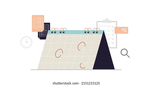 Planning day scheduling appointment agenda and meeting plan time management concept flat vector illustration.