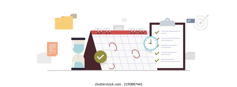 Planning day scheduling appointment agenda and meeting plan time management concept flat vector illustration.