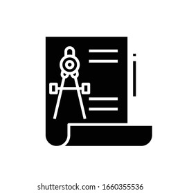 Icono negro de diseño de planeamiento, ilustración conceptual, símbolo plano vectorial, signo de glifo.