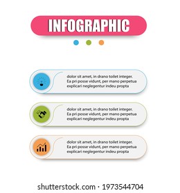 Planning design presents infographics with 3 options. Infographic outline 3 steps modern colorful menu infographics template. Can use workflow layout, diagram, business element, banner, web design.