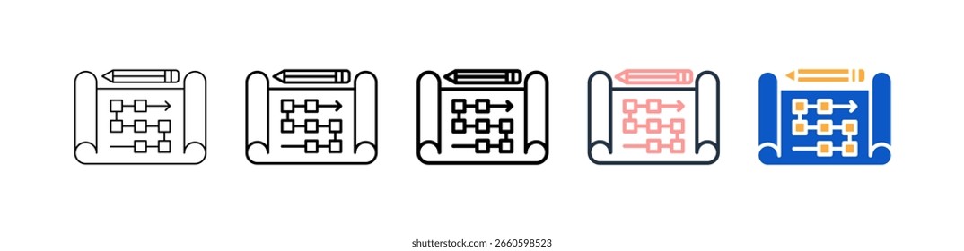 Planificar diferentes iconos de estilo para establecer la Ilustración vectorial.