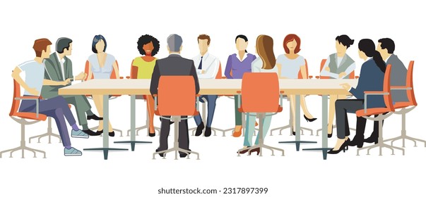 planning, discussion by employees illustration