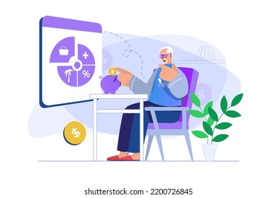 Planning Financial Budget Concept With People Scene. Vector Illustration