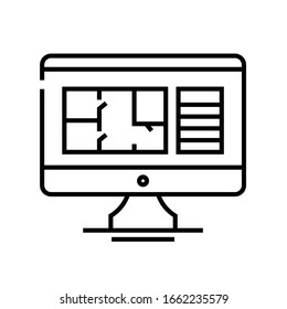 Icono de línea plana de planificación, signo de concepto, ilustración de vector de contorno, símbolo lineal.