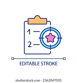 Planning focused on goals RGB color icon. Strategy of company growth. Scenario of improvement. Isolated vector illustration. Simple filled line drawing. Editable stroke. Arial font used