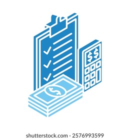 Planning glyph dual tone isometric 3D. use for modern concept, print, UI, UX kit, web and app development. Vector EPS 10, related to education, business, finance, investment.