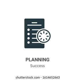 Planning glyph icon vector on white background. Flat vector planning icon symbol sign from modern success collection for mobile concept and web apps design.