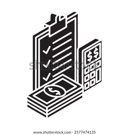 Planning glyph isometric 3D. use for modern concept, print, UI, UX kit, web and app development. Vector EPS 10, related to education, business, finance, investment.