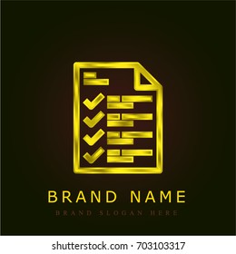 Planning golden metallic logo