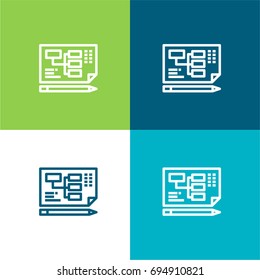 Planning green and blue material color minimal icon or logo design