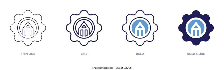 Planning icon in 4 different styles. Thin Line, Line, Bold, and Bold Line. Duotone style. Editable stroke.
