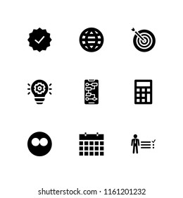 planning icon. 9 planning set with businessman tasks items list, thinking, target and web site vector icons for web and mobile app