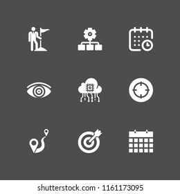 planning icon. 9 planning set with ui, target, calendar and focus vector icons for web and mobile app