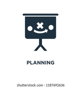 Planning icon. Black filled vector illustration. Planning symbol on white background. Can be used in web and mobile.