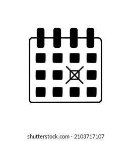 Icono de planificación en glifo plano negro, estilo relleno aislado en fondo blanco