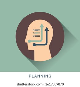 Planning icon concept with human head flat design