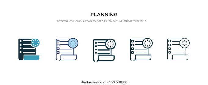 planning icon in different style vector illustration. two colored and black planning vector icons designed in filled, outline, line and stroke style can be used for web, mobile, ui