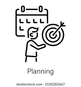 Planning icon in linear style 