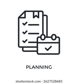 Estilo de esquema de icono de planificación. Ilustración vectorial Para El Diseño gráfico