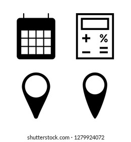 planning icon set about calculator, calendar and map pin vector set