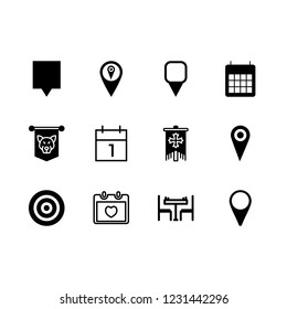 planning icon set about map pin, target, pin in the map and calendar vector set