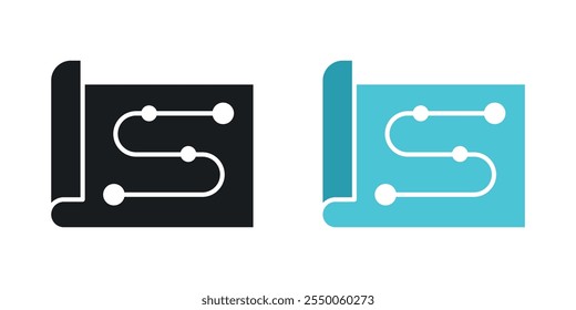 Planning icon set in black and colored version