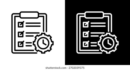 Planning Icon Set. Clean Line Design With Light And Dark Versions For Versatile Use.