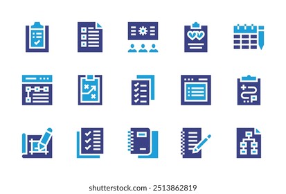 Planning icon set. Duotone color. Vector illustration. Containing weddingplanning, planning, schedule, checklist, strategy, listing, clipboard.