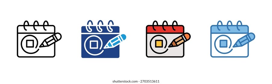 Planning icon set multiple style collection