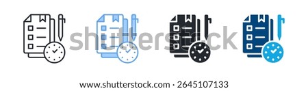 Planning Icon Set Multiple Style. Designed In Outline, Blue, Glyph, Dual Tone