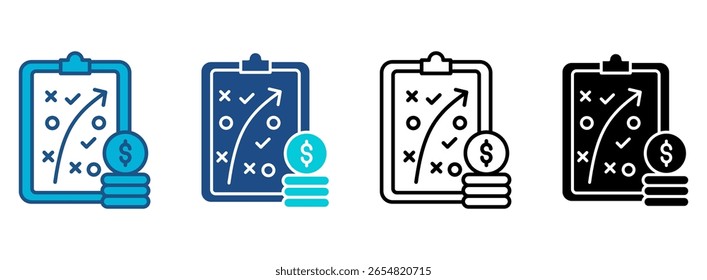 Planning Icon Set With Multiple Styles. Vector Illustration