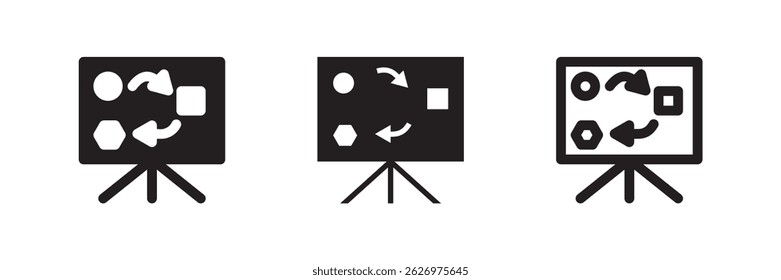 Planning icon set for project mapping, business strategy, team management, and workflow charting
