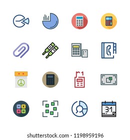 planning icon set. vector set about focus, calculating, agenda and attach icons set.