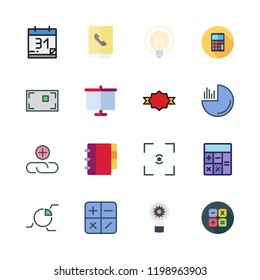 planning icon set. vector set about attachment, calendar, focus and calculator icons set.