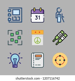 planning icon set. vector set about pregnancy test, focus, calendar and idea icons set.