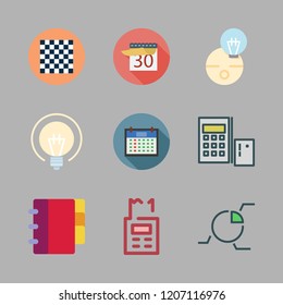 planning icon set. vector set about calculator, calendar, idea and agenda icons set.