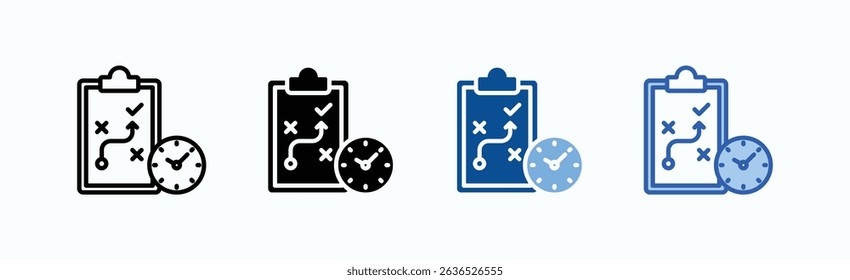 Planning Icon Sheet Multiple Style Collection Isolated Vector