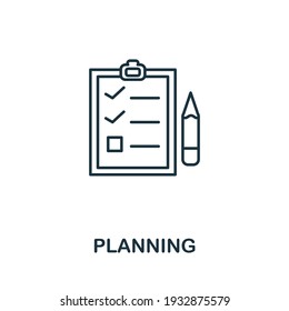 Planning icon. Simple illustration from startup collection. Creative Planning icon for web design, templates, infographics and more